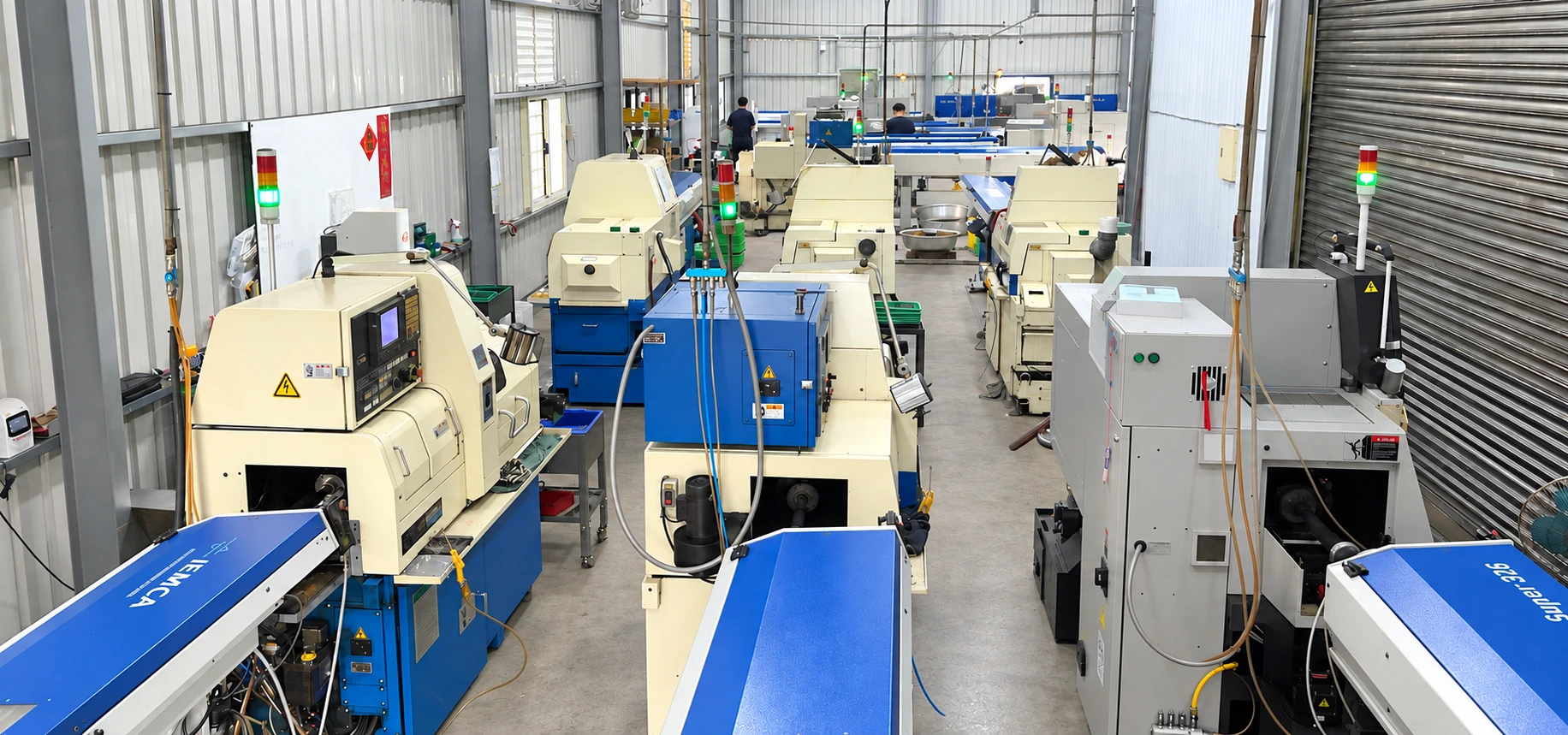 CNC 車床產線與棒材送料機